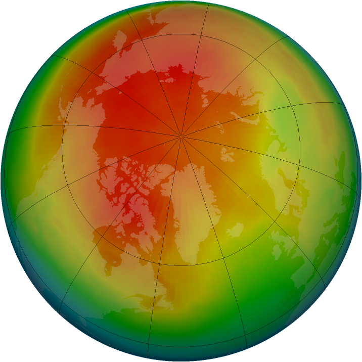 Arctic ozone map for March 1985